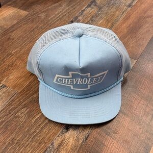 vintage light blue Chevrolet rope snapback trucker hat